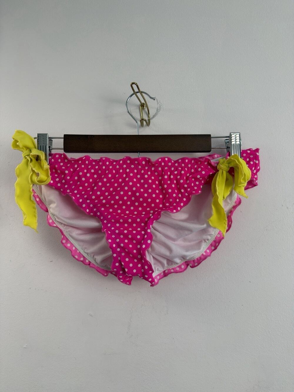 Victoria Secret M Ruched Butt Pink Polka Dot Cheeky Swimsuit Bikini Bottom